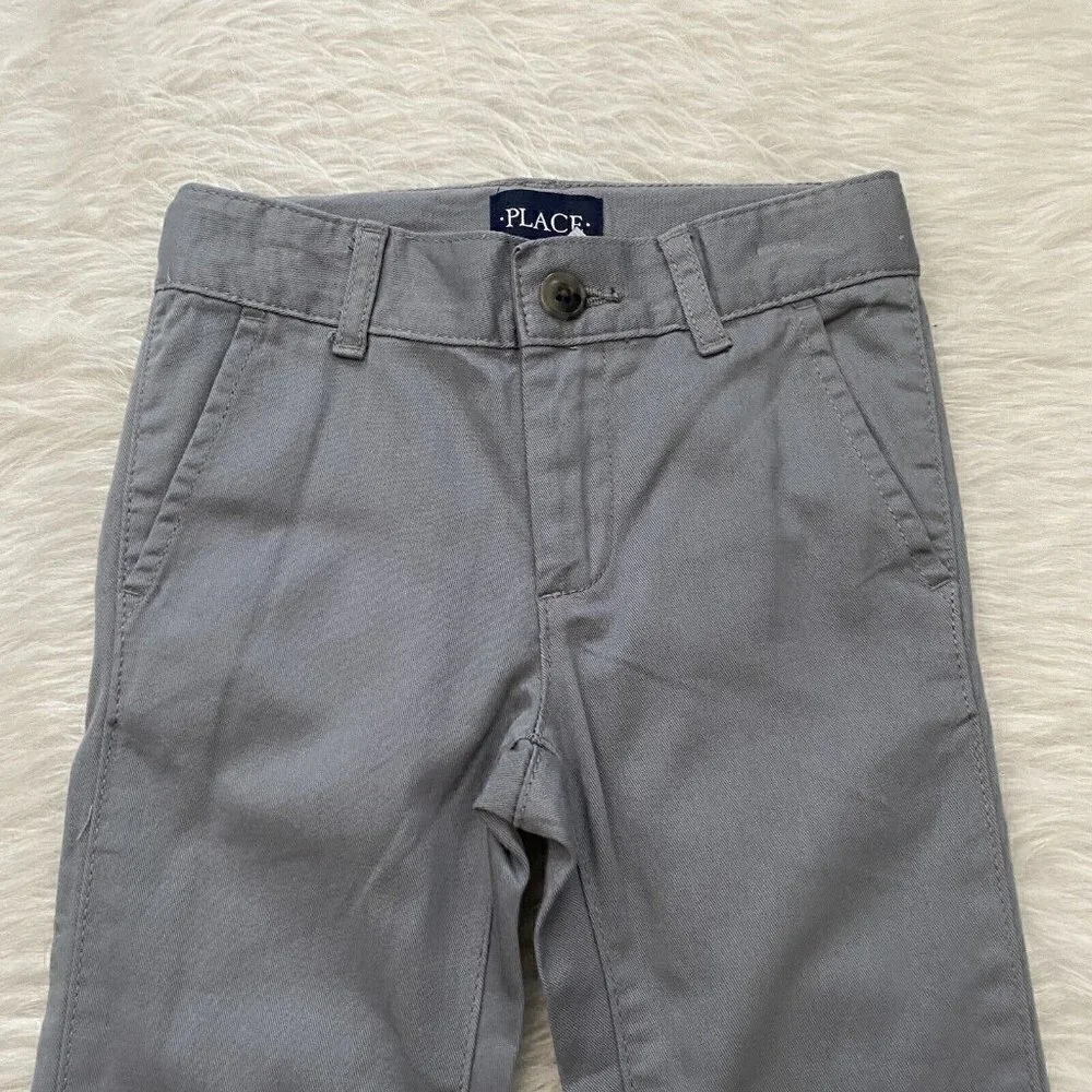 The Children's Place Boys Chino Sz 5 SLIM Gray Pants Brand New Adjustable Waist